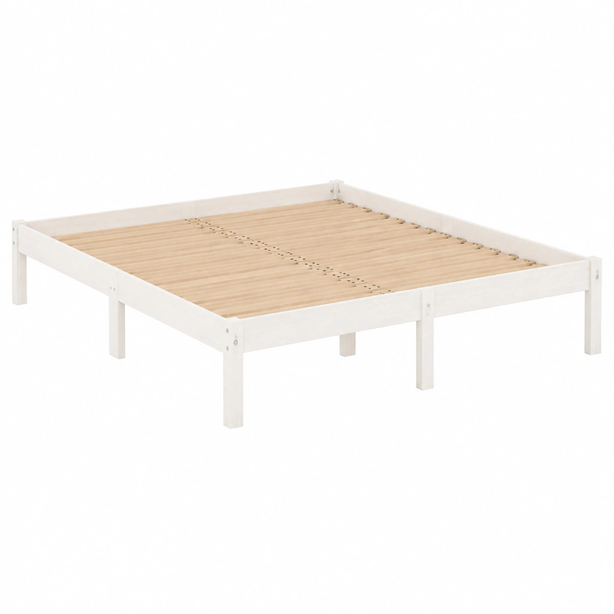 Estructura de Cama de Pino Blanco 200x200 cm - Robusta y Duradera