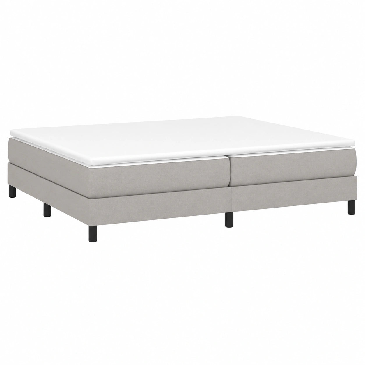 Cama Tapizada con Somier de Listones 200x200 cm, Tela Gris Claro para Dormitorio