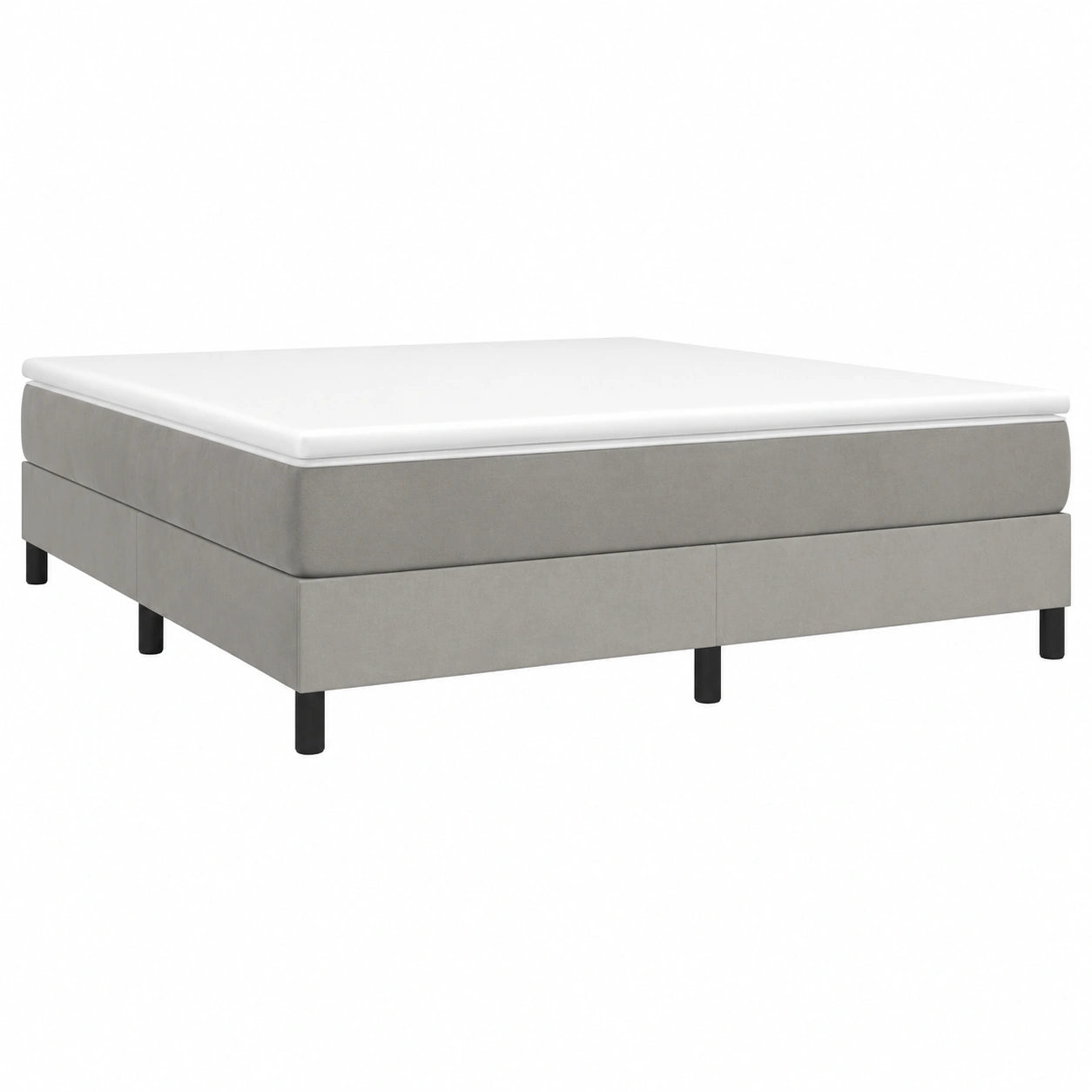 Cama Matrimonial Tapizada en Terciopelo Gris Claro 180x200 cm para Dormitorio