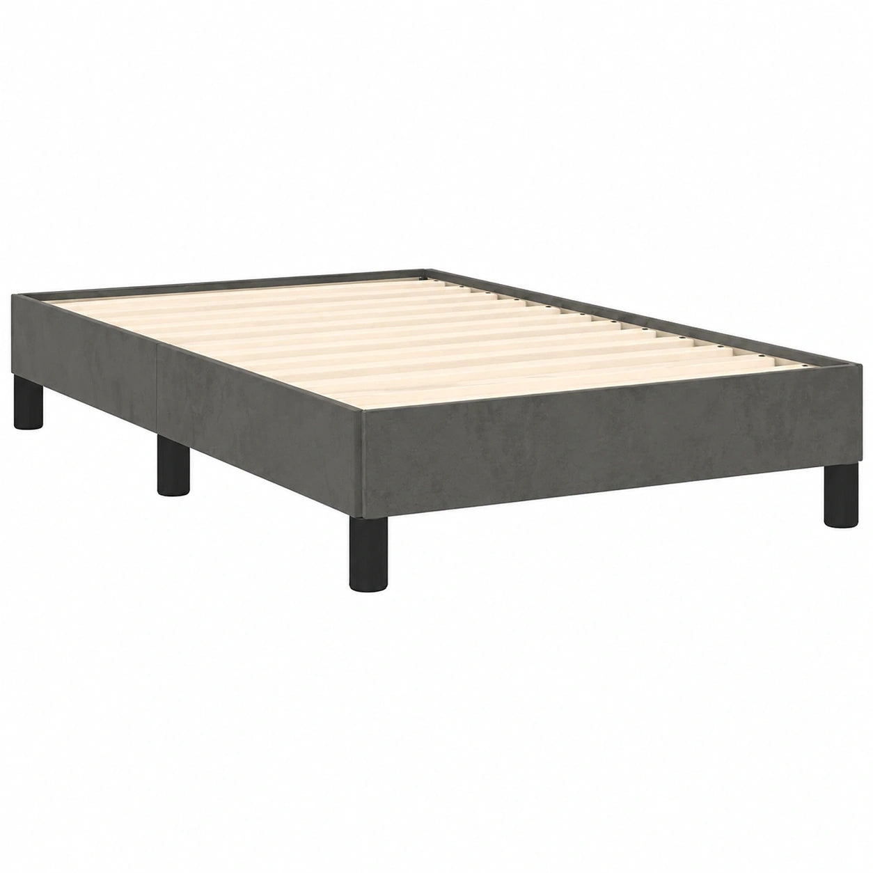 Cama Individual de Terciopelo Gris Oscuro con Somier 90x200 cm