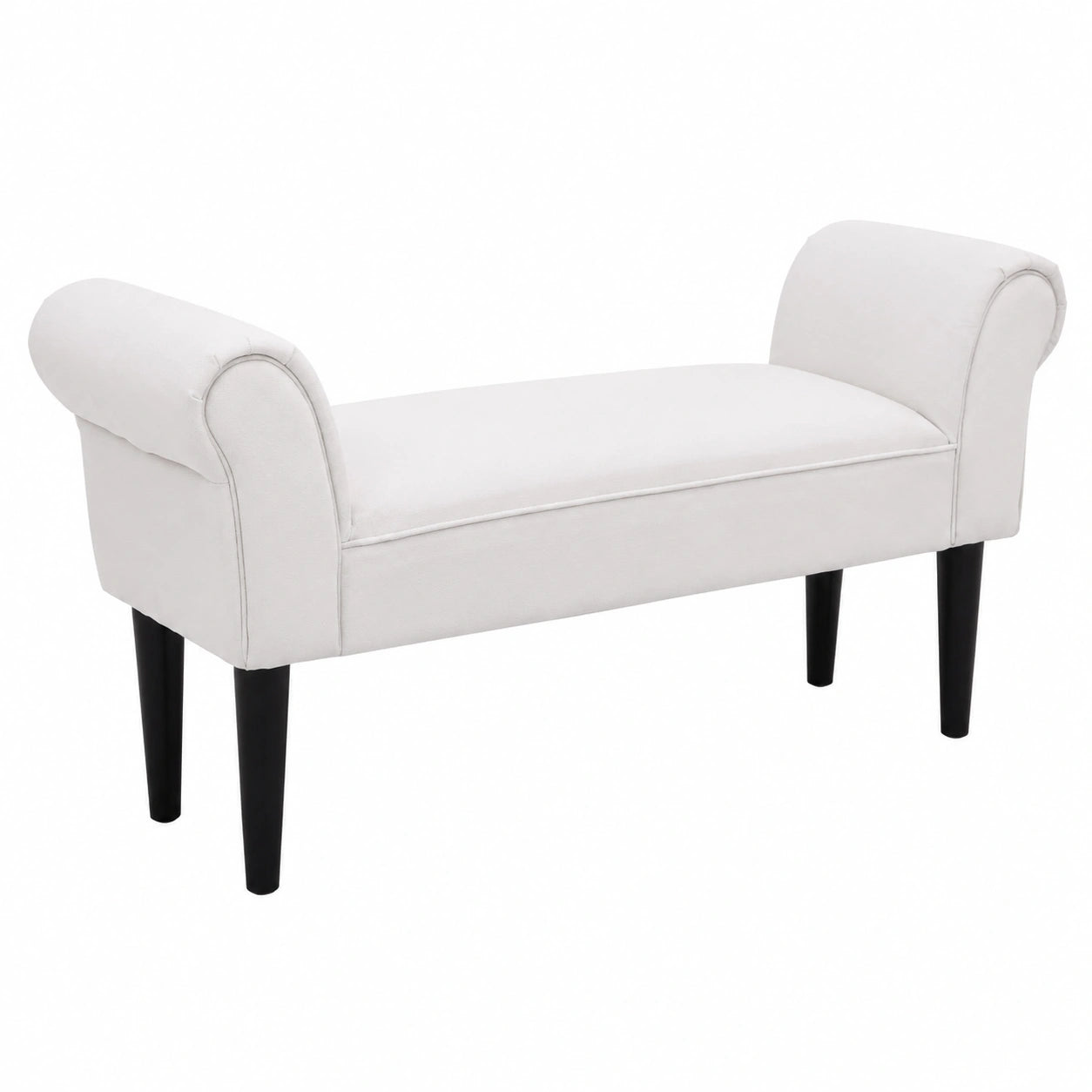Banco Zapatero Tapizado con Brazos para Dormitorio y Salón, Soporte 130kg, 102x36x51cm