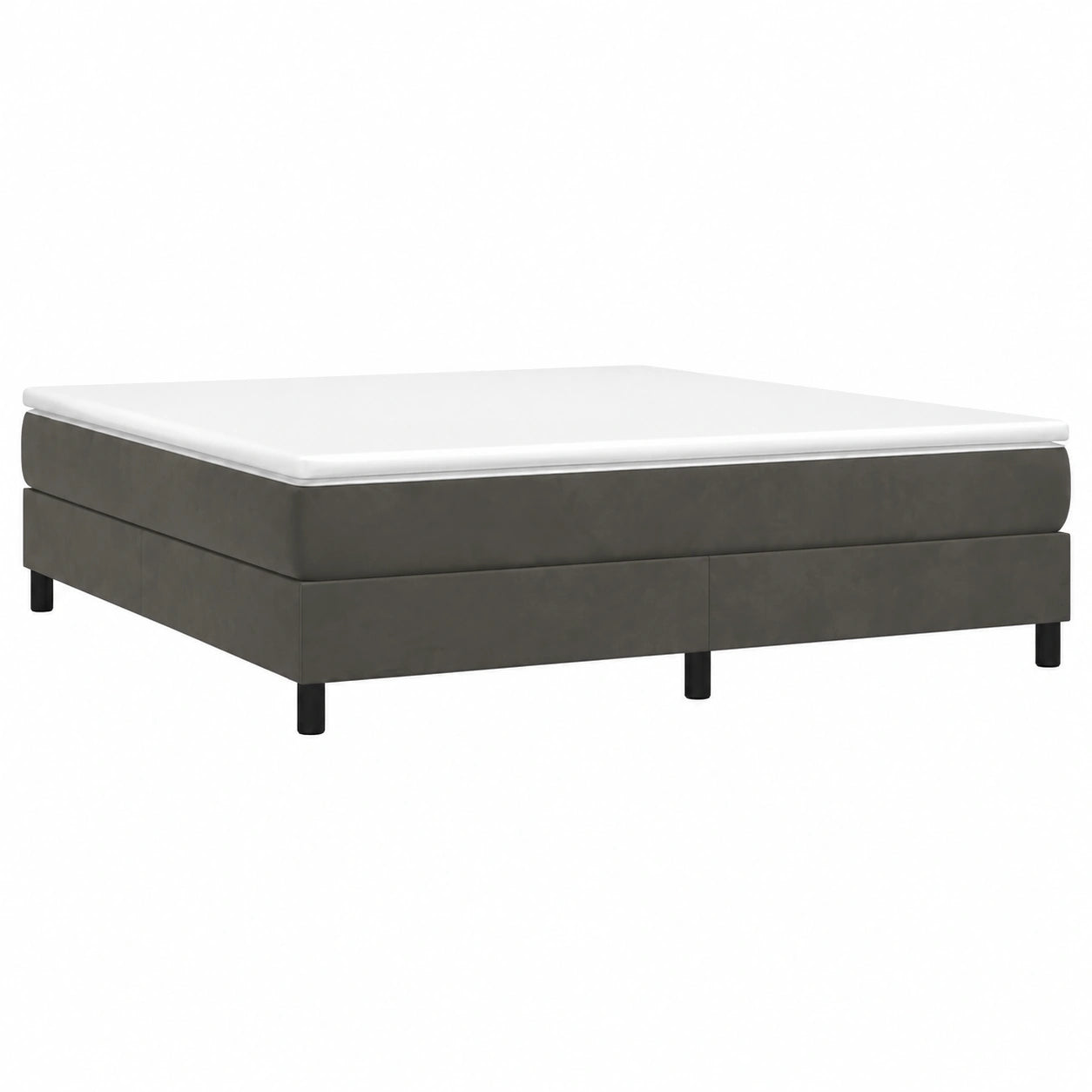 Cama Tapizada en Terciopelo Gris Oscuro 180x200 cm con Somier de Listones