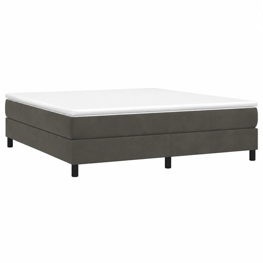 Cama Tapizada en Terciopelo Gris Oscuro 180x200 cm con Somier de Listones