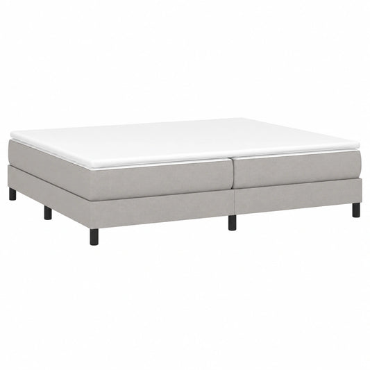 Cama Tapizada con Somier de Listones 200x200 cm, Tela Gris Claro para Dormitorio