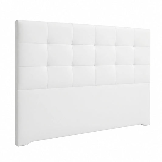 Cabecero Tapizado Acolchado en Polipiel Blanco para Cama 80/90 cm, Modelo Tablet, 91x125 cm