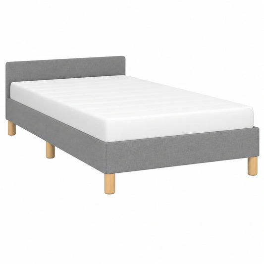 Cama Tapizada con Cabecero en Gris Claro 90x190 cm para Dormitorio