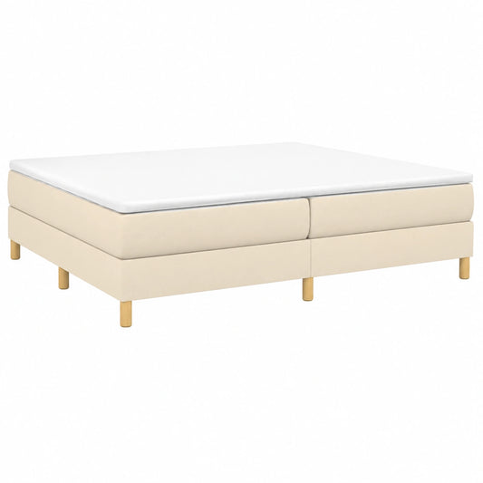 Cama Doble Tapizada en Tela Crema 200x200 cm con Somier