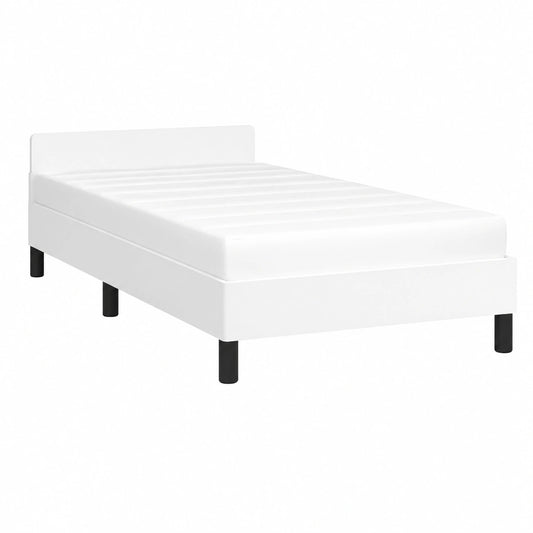 Cama Individual Tapizada con Cabecero de Cuero Sintético Blanco 90x190 cm vidaXL