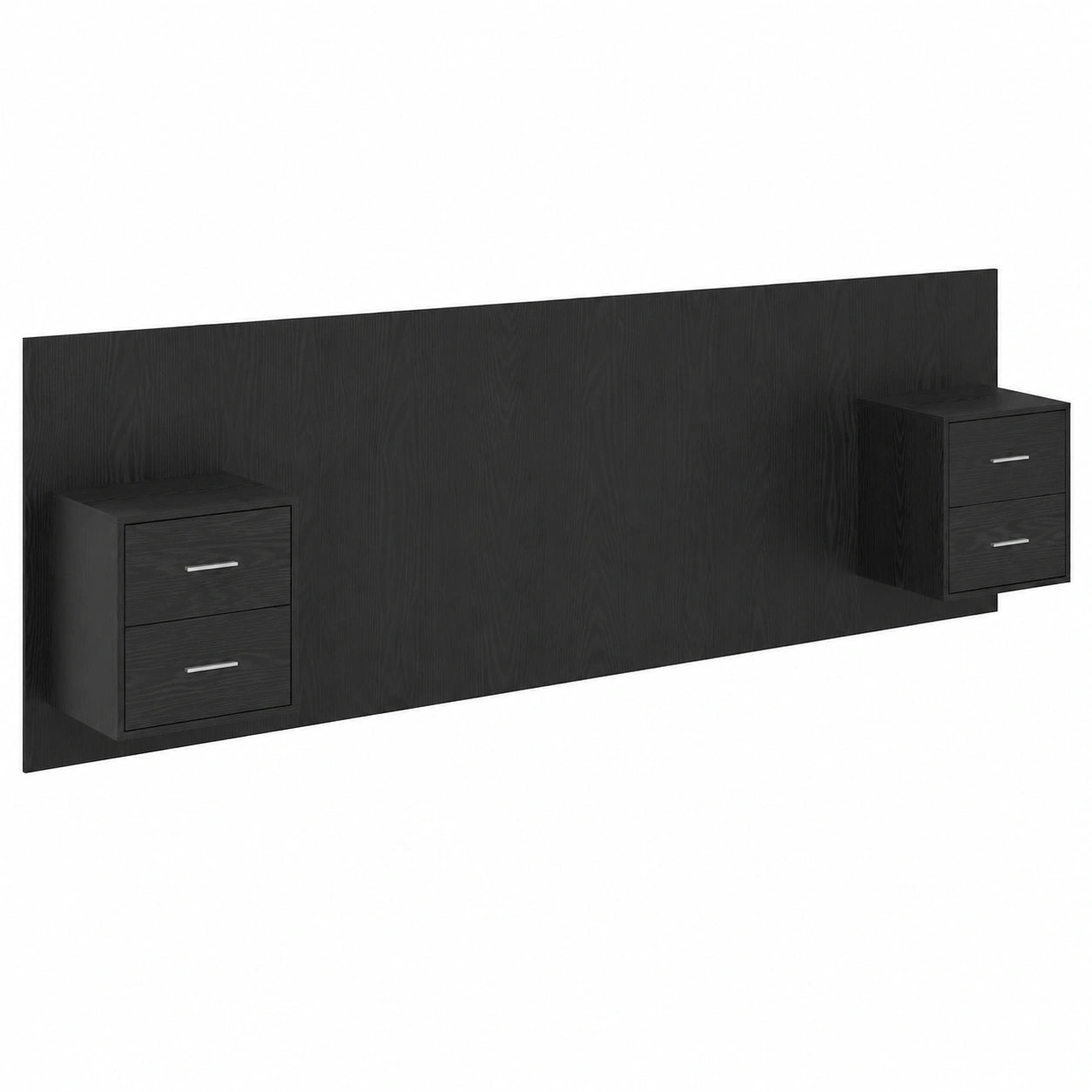Cabecero con Mesitas de Noche y Cajones LED, Roble Negro, Diseño Moderno