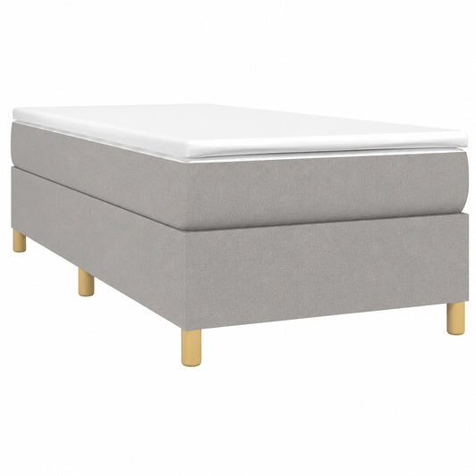 Cama Individual Tapizada en Tela Gris Claro 90x190 cm, Estructura con Somier de Madera