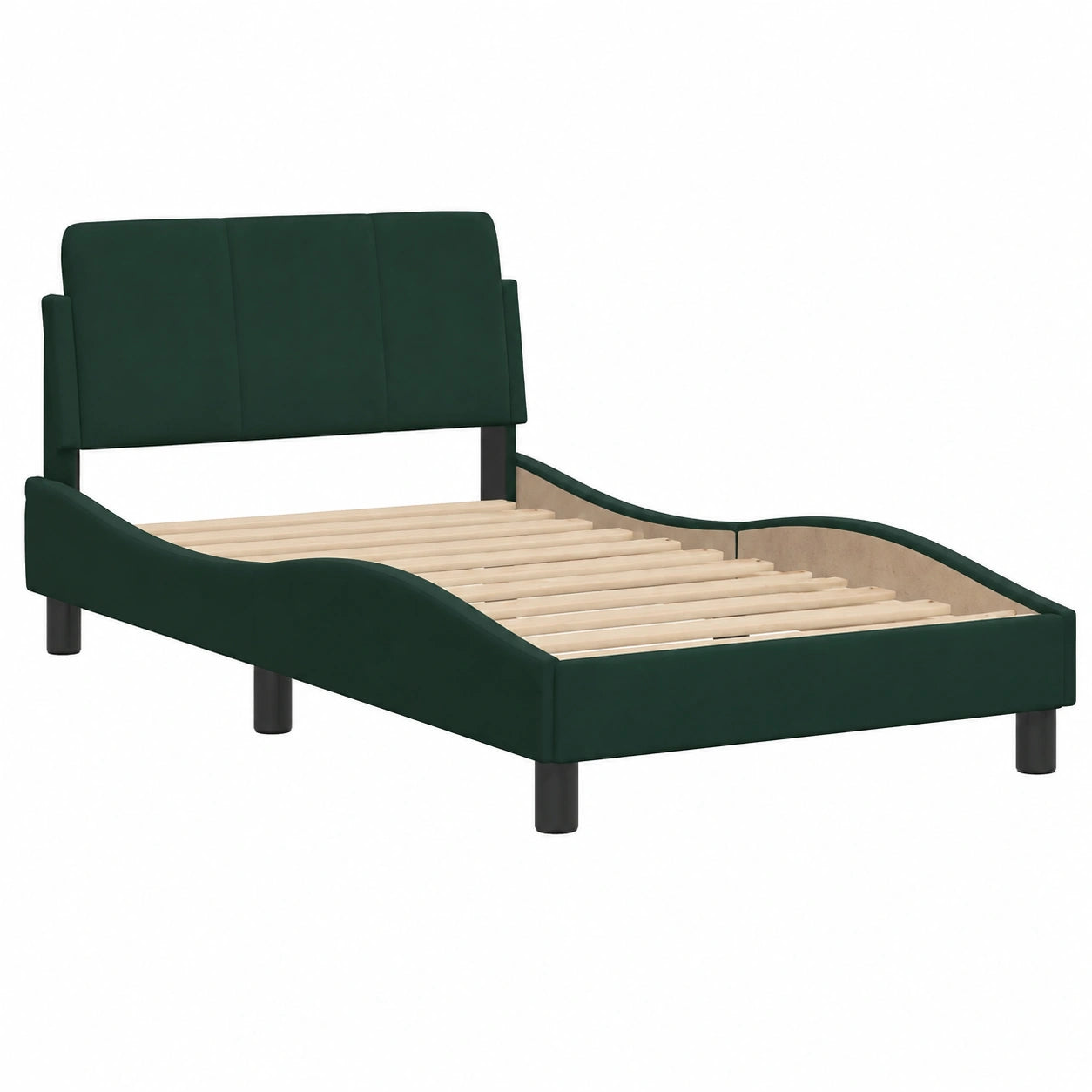 Estructura de Cama de Terciopelo Verde Oscuro 90x190 cm para Dormitorio