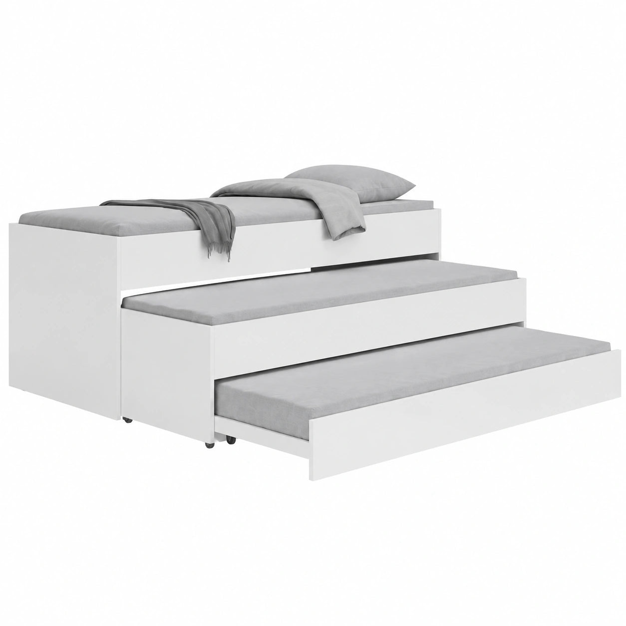 Cama Triple Juvenil Blanca BETRIX con Almacenamiento, 197 x 98 x 65 cm