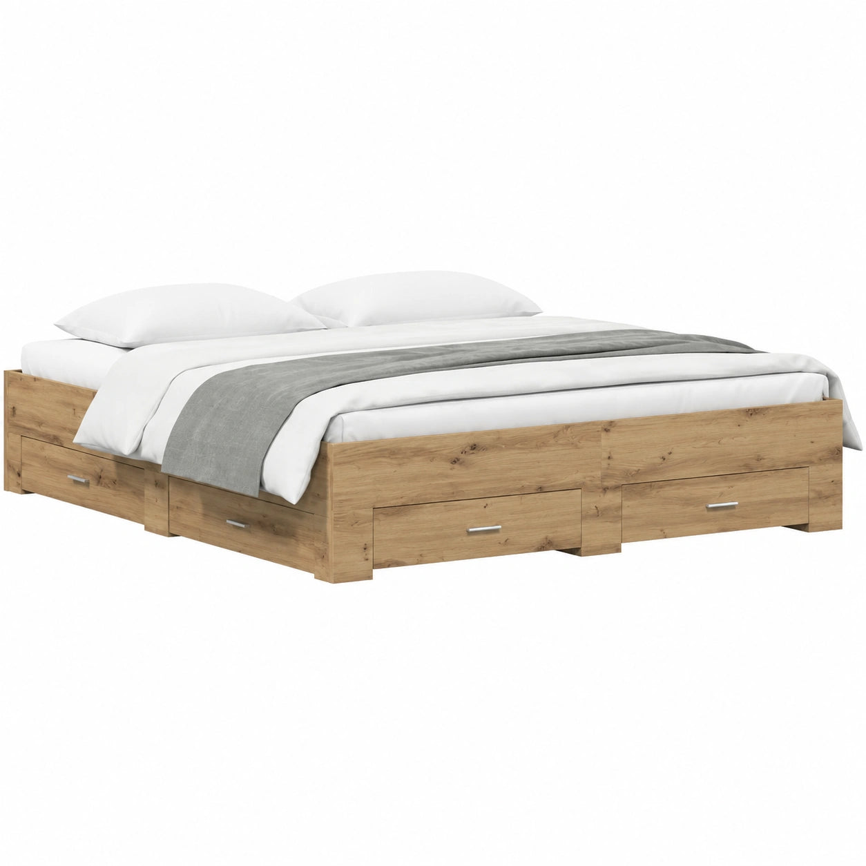 Cama con Cajón de Almacenamiento 180x200 cm Roble Artesanal