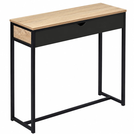 Mesa Consola Negra con Cajón, Estilo Industrial Boston