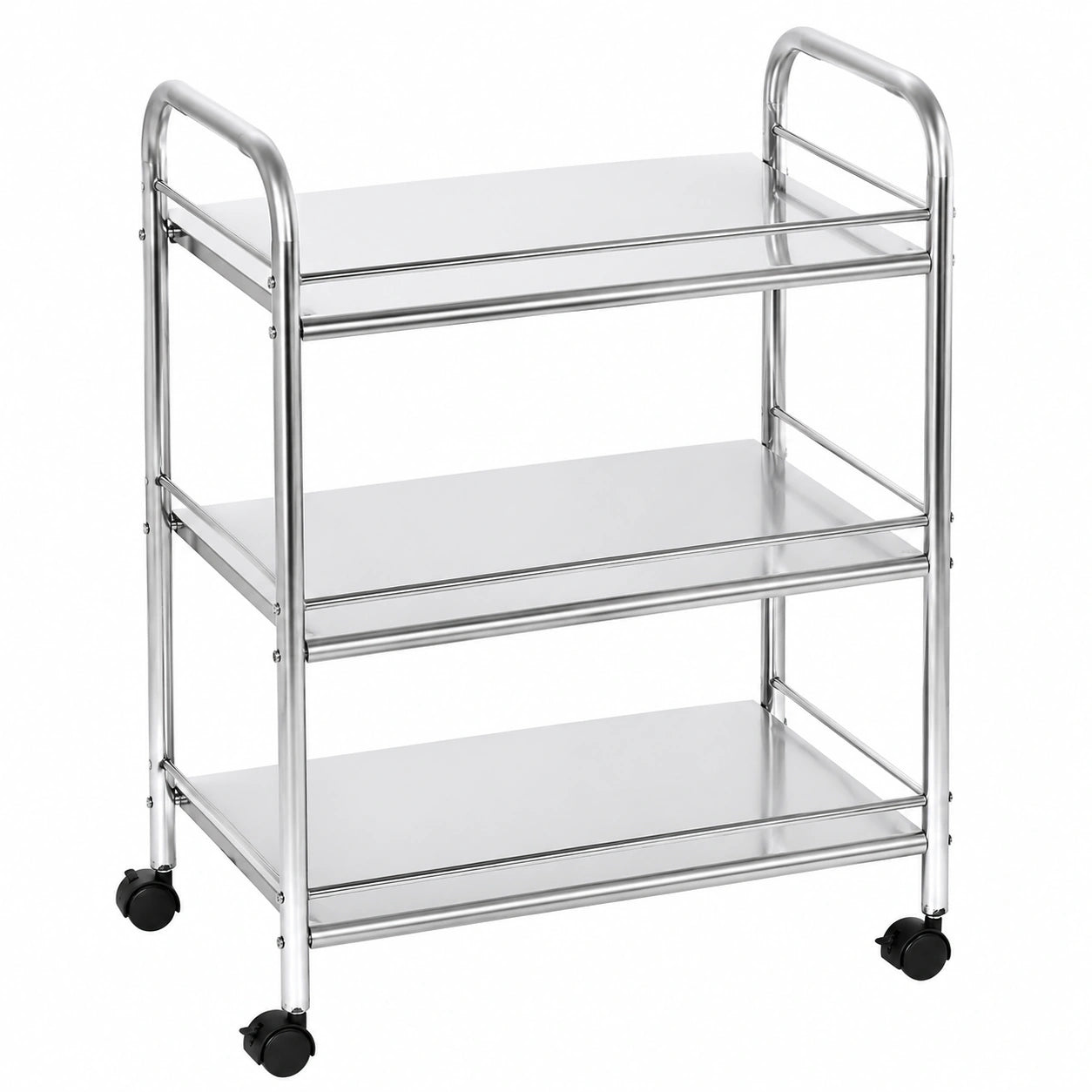 Carro de Cocina de Acero Inoxidable de 3 Niveles, 61x36x75 cm, Plata