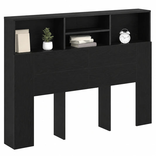 Cabecero Negro Roble con Almacenamiento 140x19x103,5 cm para Dormitorio