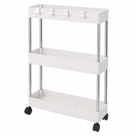 Carrito Multifuncional con Ruedas para Hogar y Oficina, Organizador de Espacio en Cocina, Baño y Más (Blanco)