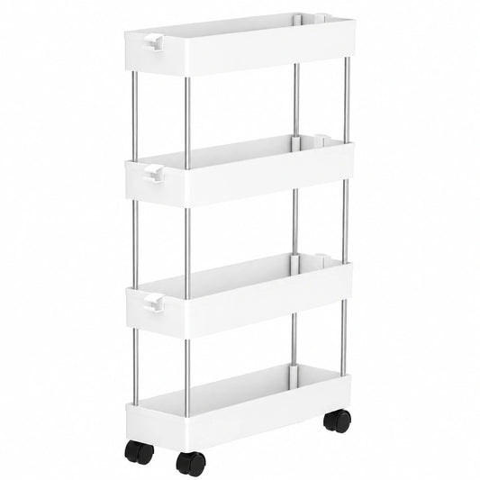 Carro de Almacenamiento 4 Niveles con Ruedas para Cocina y Baño, 40x12.5x86 cm, Modelo JW-107