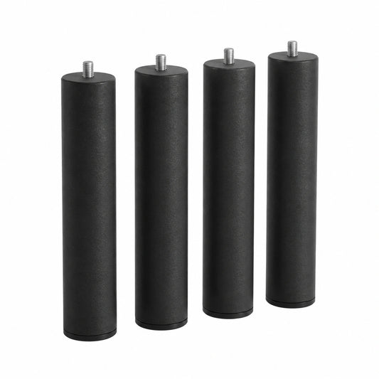 Conjunto de 4 Patas Cilíndricas para Somier y Base Tapizada, Gris, 5x25 cm