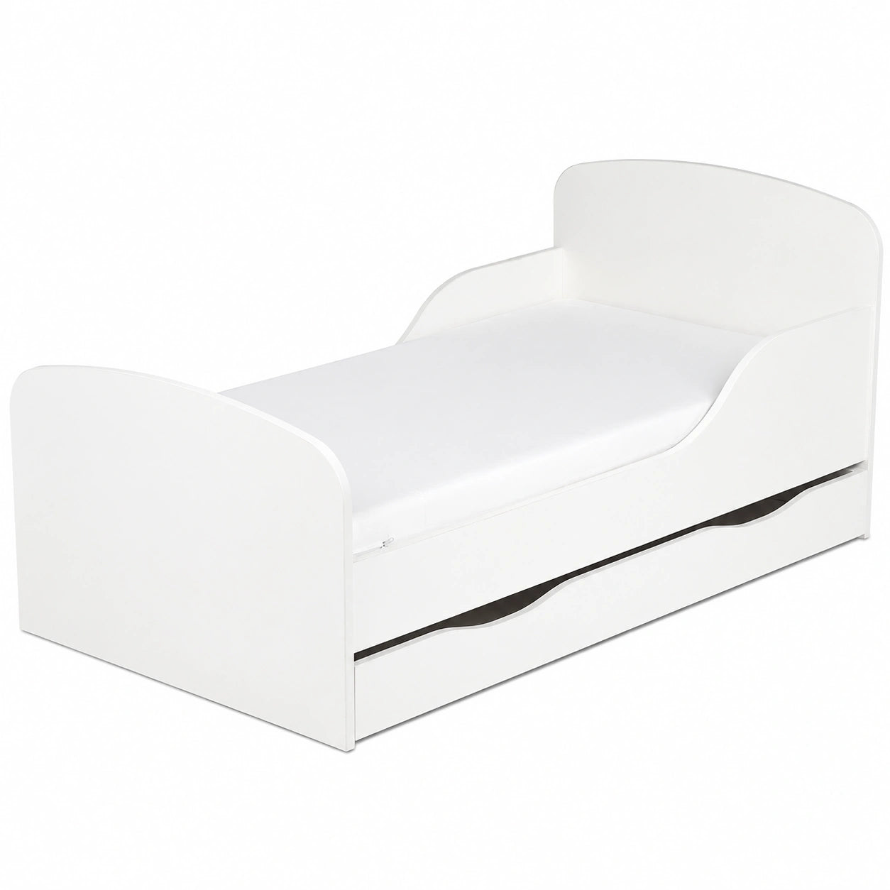Cama Infantil Escandinava de Madera con Colchón y Cajón 140x70 cm
