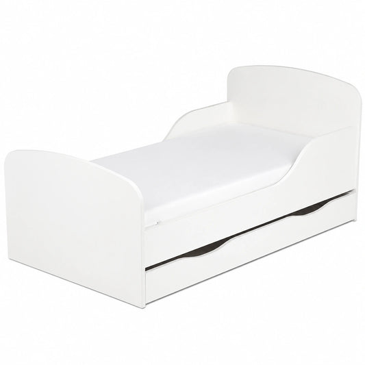 Cama Infantil Escandinava de Madera con Colchón y Cajón 140x70 cm